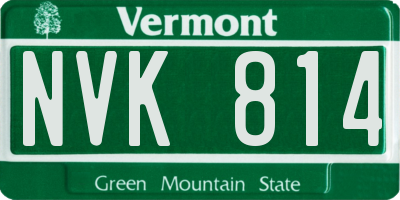 VT license plate NVK814