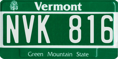 VT license plate NVK816
