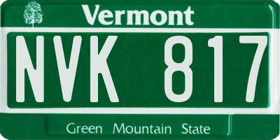 VT license plate NVK817