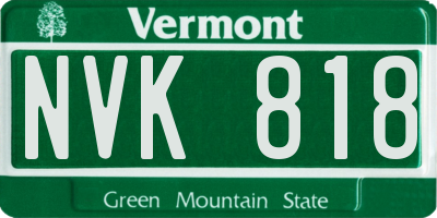 VT license plate NVK818