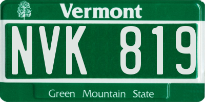 VT license plate NVK819