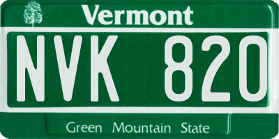 VT license plate NVK820