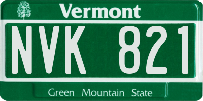 VT license plate NVK821