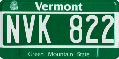 VT license plate NVK822