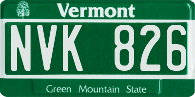 VT license plate NVK826