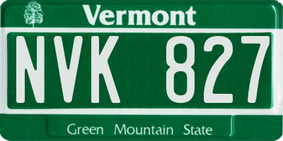 VT license plate NVK827