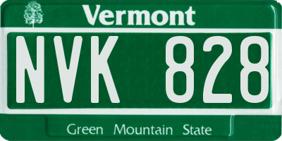 VT license plate NVK828