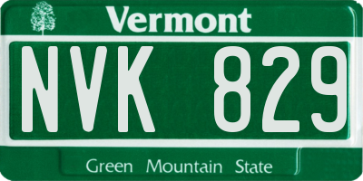 VT license plate NVK829