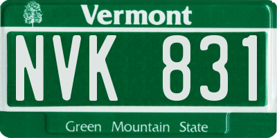 VT license plate NVK831