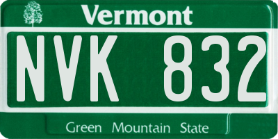 VT license plate NVK832