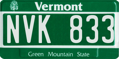 VT license plate NVK833