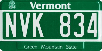 VT license plate NVK834