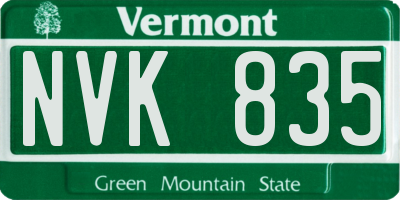 VT license plate NVK835