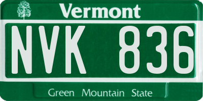 VT license plate NVK836