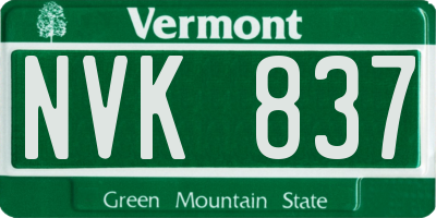 VT license plate NVK837