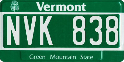 VT license plate NVK838