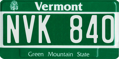 VT license plate NVK840