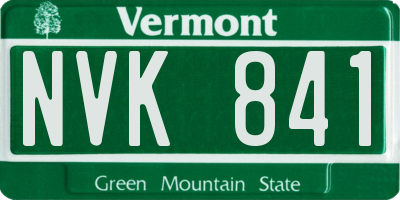 VT license plate NVK841
