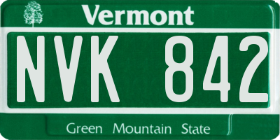 VT license plate NVK842