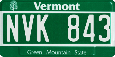 VT license plate NVK843