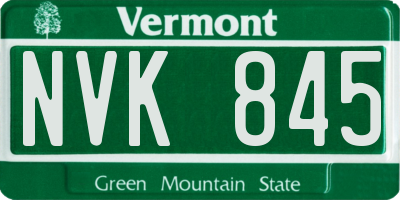 VT license plate NVK845