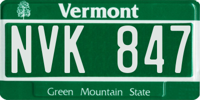 VT license plate NVK847