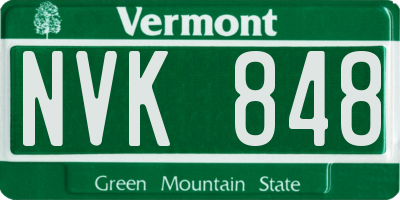 VT license plate NVK848