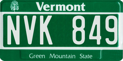 VT license plate NVK849