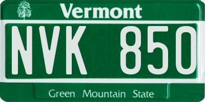 VT license plate NVK850