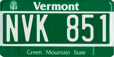 VT license plate NVK851