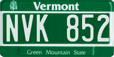 VT license plate NVK852