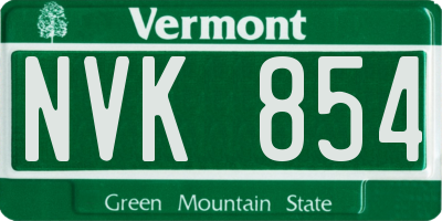VT license plate NVK854
