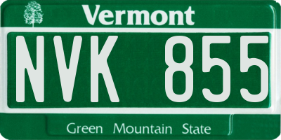 VT license plate NVK855
