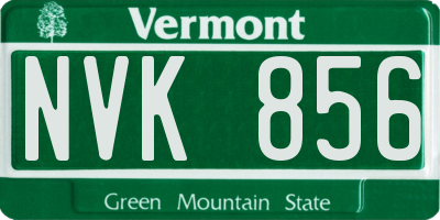 VT license plate NVK856