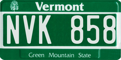 VT license plate NVK858