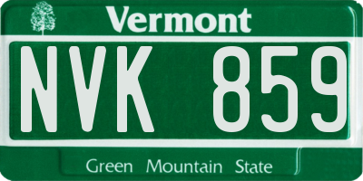 VT license plate NVK859