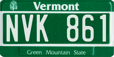 VT license plate NVK861