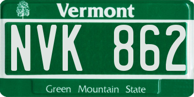 VT license plate NVK862