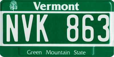 VT license plate NVK863