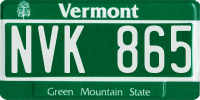 VT license plate NVK865