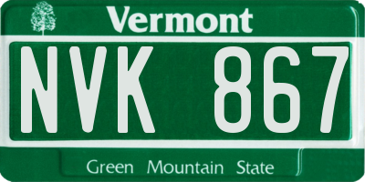 VT license plate NVK867