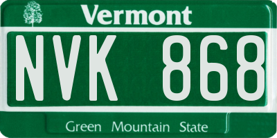 VT license plate NVK868