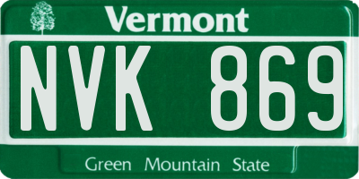VT license plate NVK869
