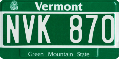 VT license plate NVK870