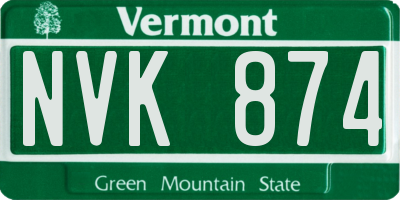 VT license plate NVK874