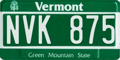 VT license plate NVK875