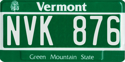 VT license plate NVK876