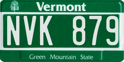 VT license plate NVK879
