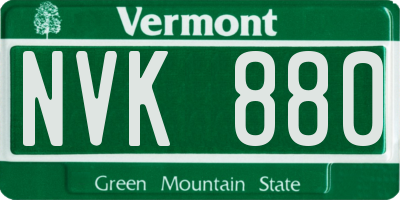 VT license plate NVK880