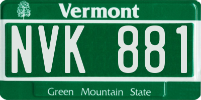 VT license plate NVK881